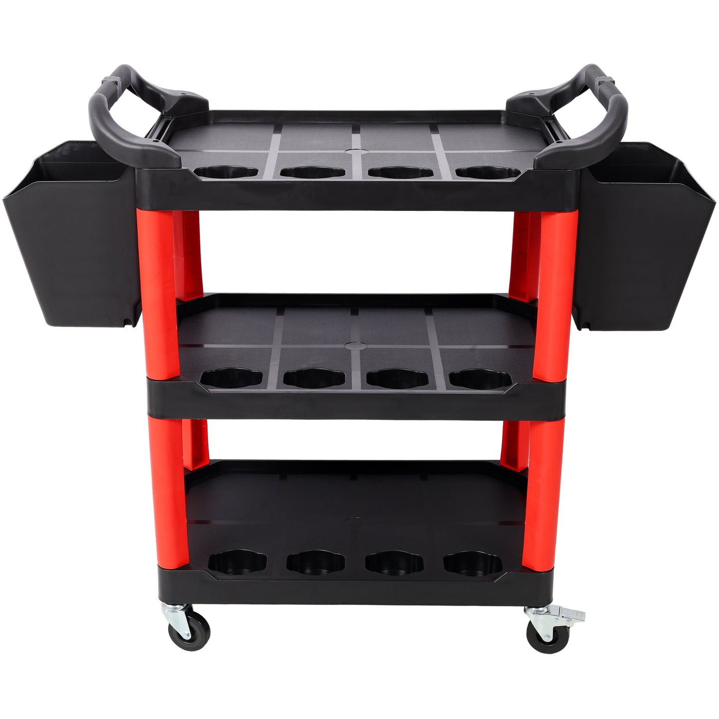 3 Tier Rolling Auto Detail Cart With Wheels, 2 Buckets