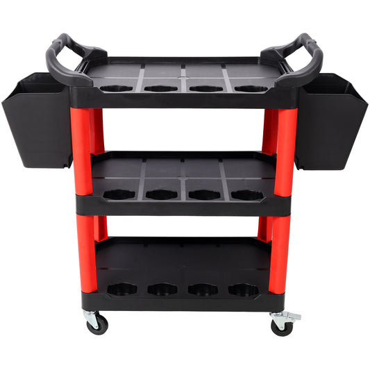 3 Tier Rolling Auto Detail Cart With Wheels, 2 Buckets