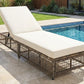 TREXM Outdoor Lounge Chair with Cushion and Wheels