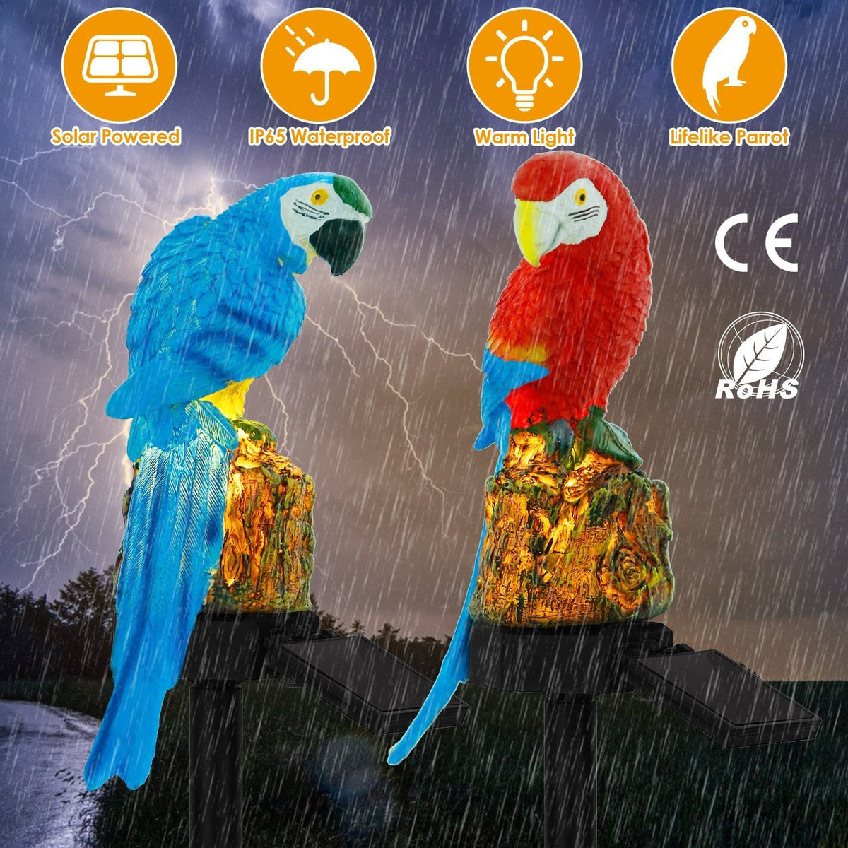 Solar Powered Parrot Garden Light IP65 Waterproof LED Parrot Landscape Lamp Decorative Lawn Lights For Yard Driveway Walkway Patio