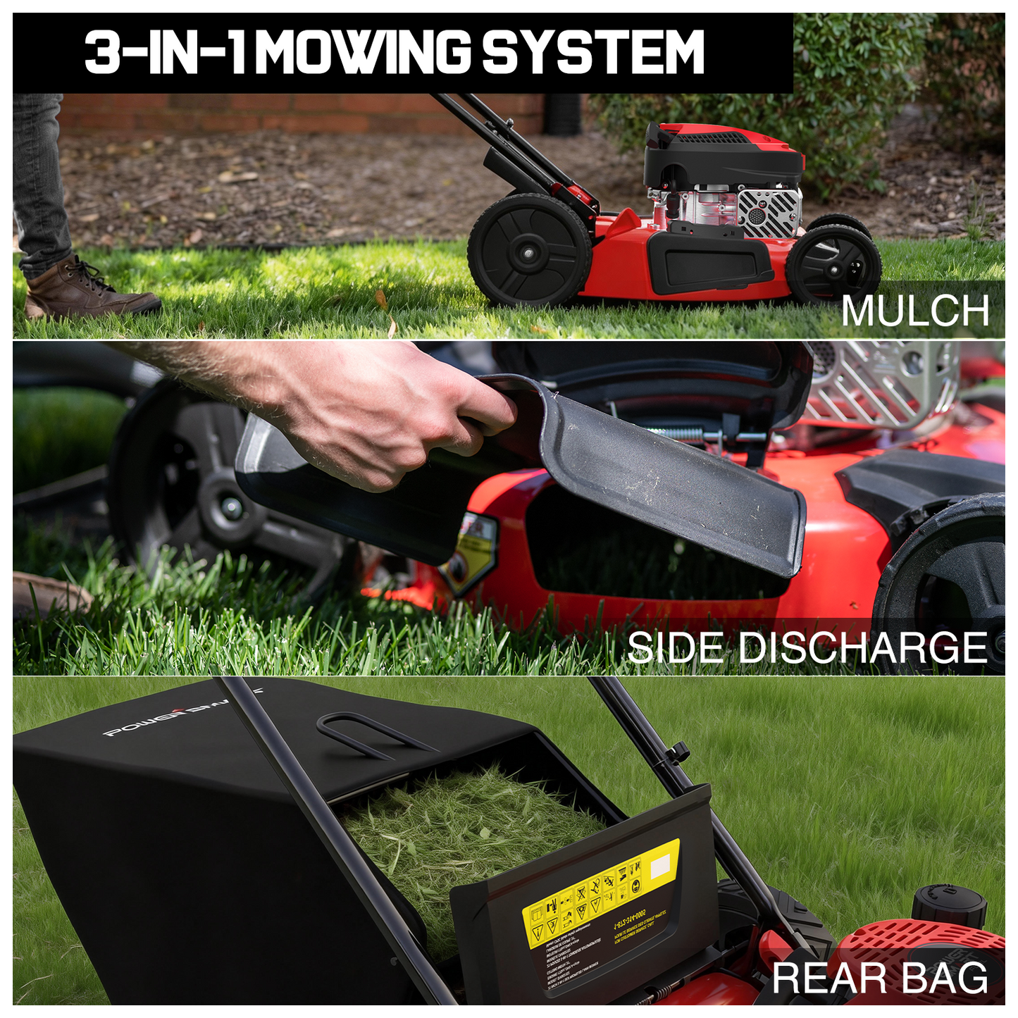 21-Inch 144cc Gas Push 3-in-1 Lawn Mower