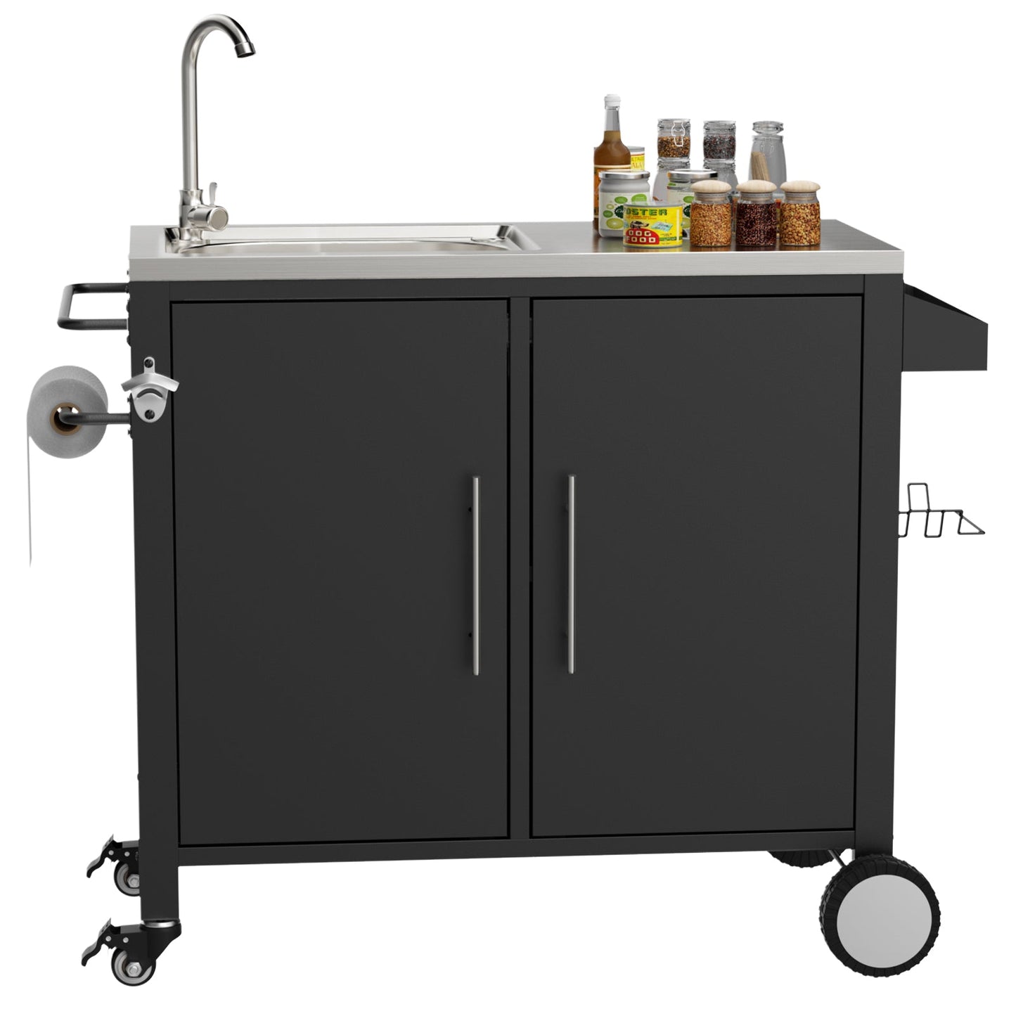 Outdoor Grill Table with Sink and Cabinet