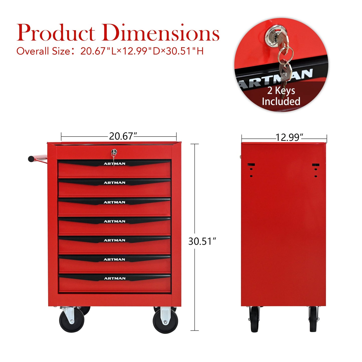 Rolling Metal Tool Chest with 7 Drawers