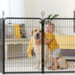 Dog Playpen, 16 Panels Pet Exercise Pen Indoor / Outdoor Fence With Anti Skid Base - Black