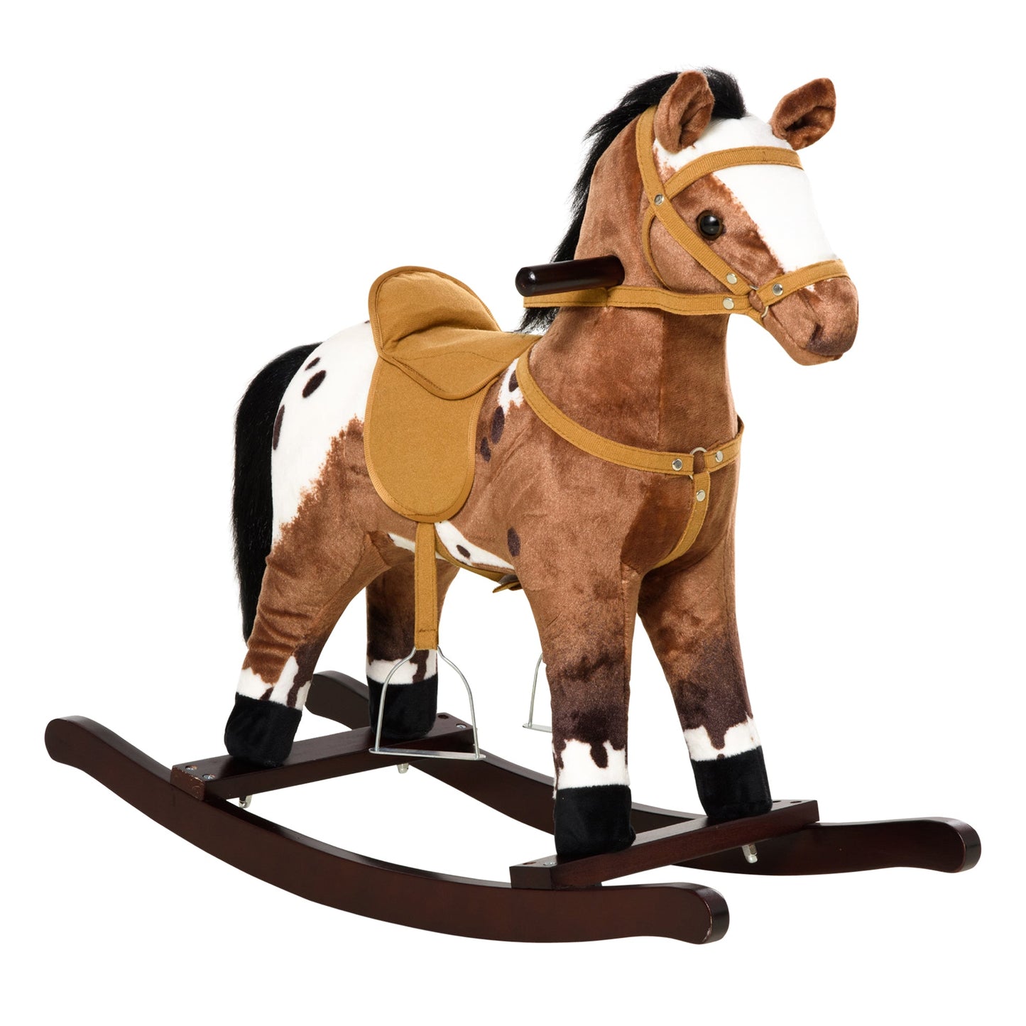 Qaba Kids Metal Plush Ride-On Rocking Horse Chair Toy