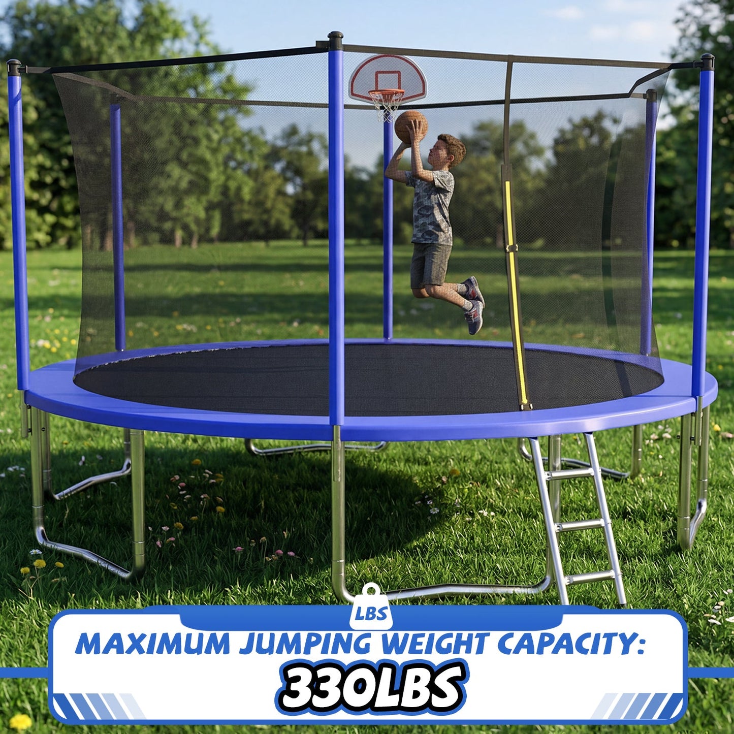14FT Kids Trampoline with Safety Enclosure Net