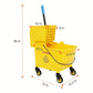 35-Quart Commercial Mop Bucket Set with Side Press Wringer and Wheels