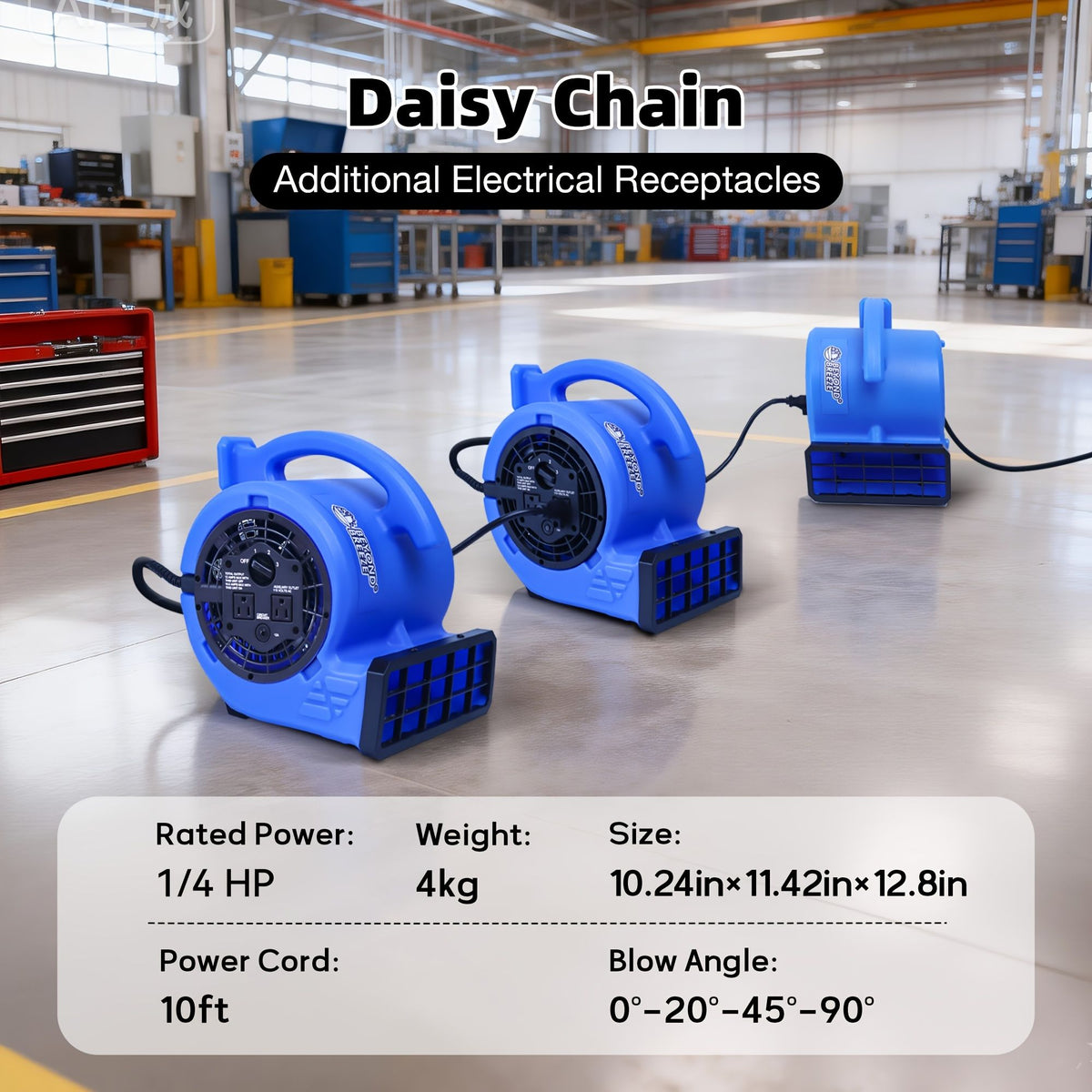 1/4 HP Air Mover Floor Drying Blower Fan with 4 Blowing Angles