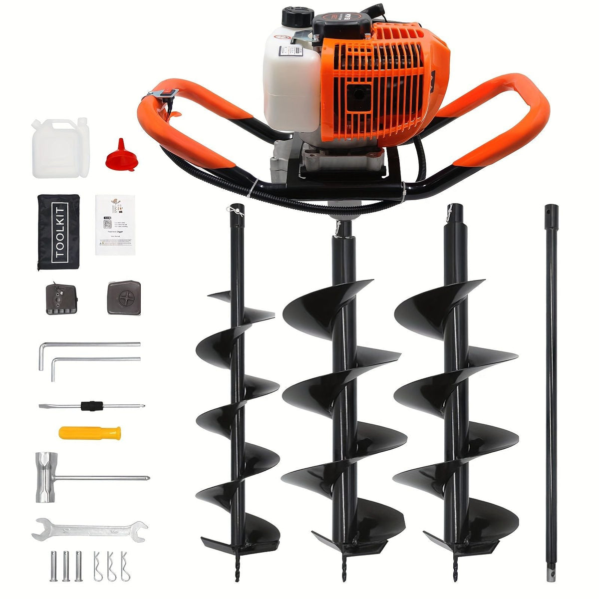 62cc Gas Powered Post Hole Digger with 2 Bits