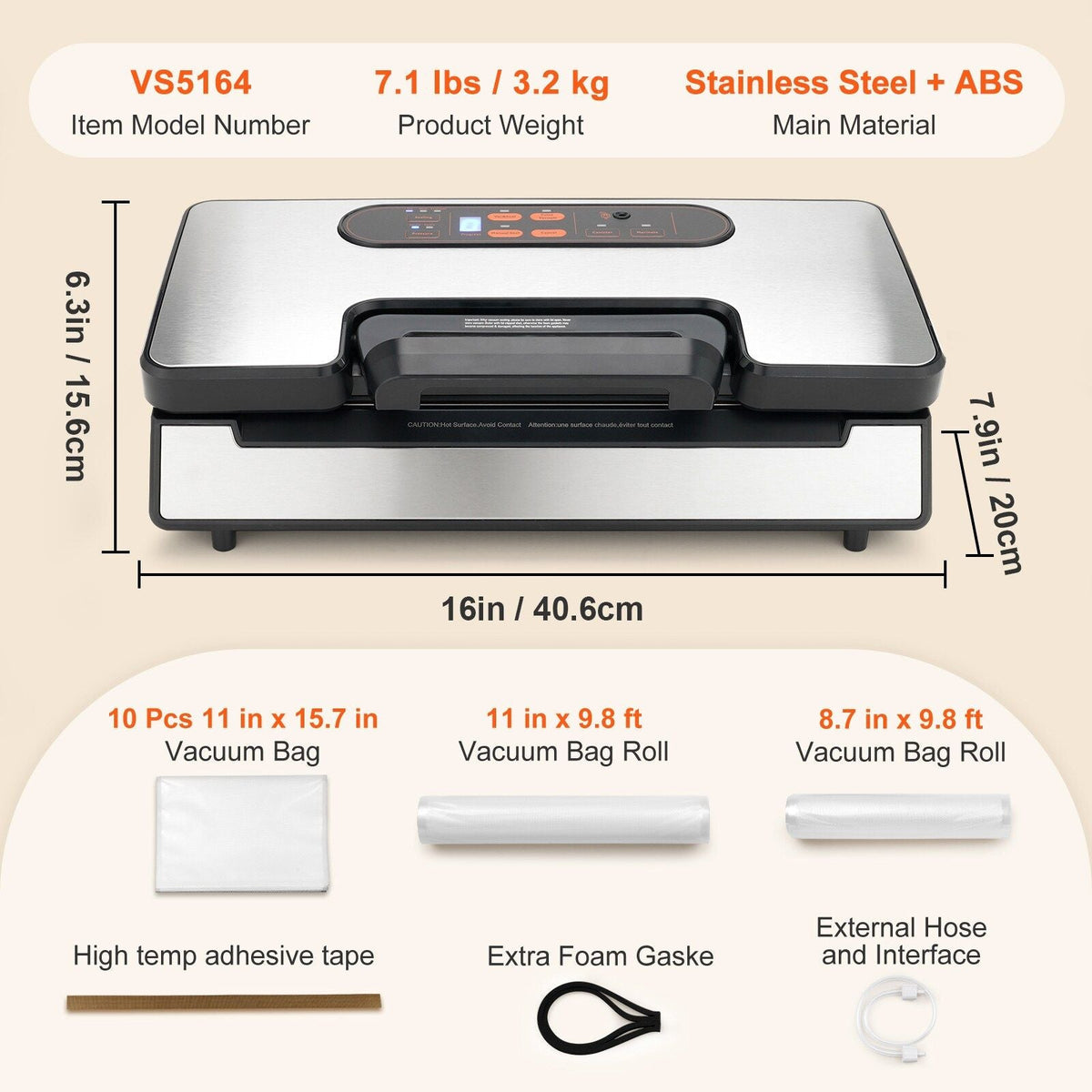 VEVOR 130W Dual Pump Automatic Vacuum Sealer Machine