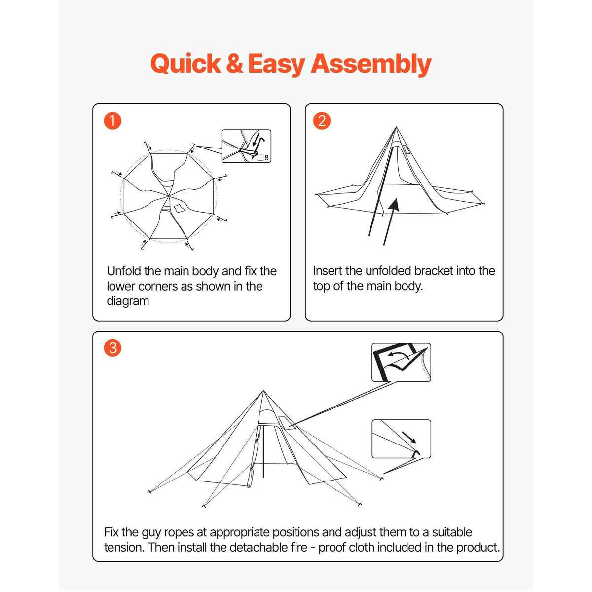 VEVOR Polyester 4-Person Camping Tipi Hot Tent with Stove Jack and Inner Tent