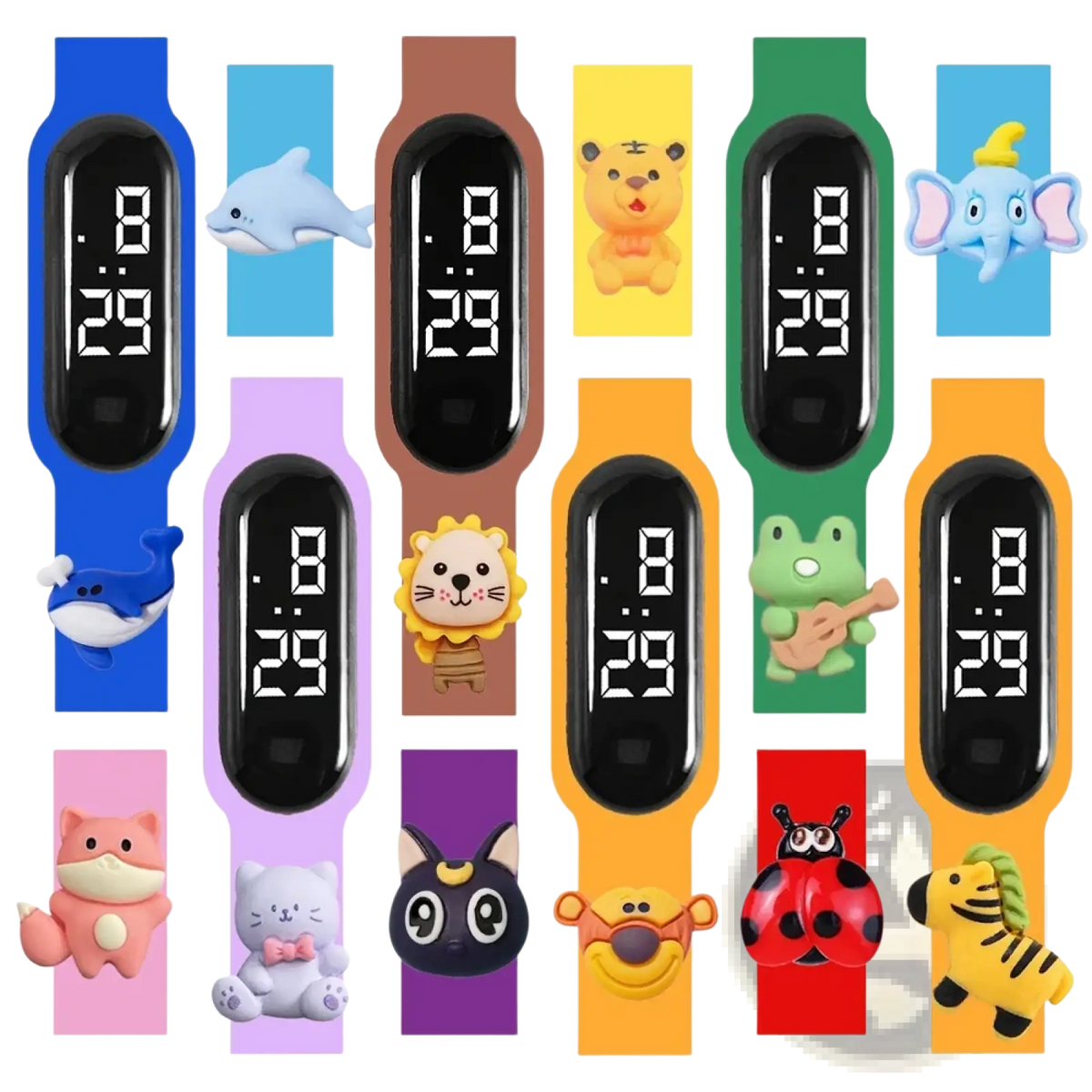 Kids Led Digital Sports Watch Waterproof Silicone Animal Charm