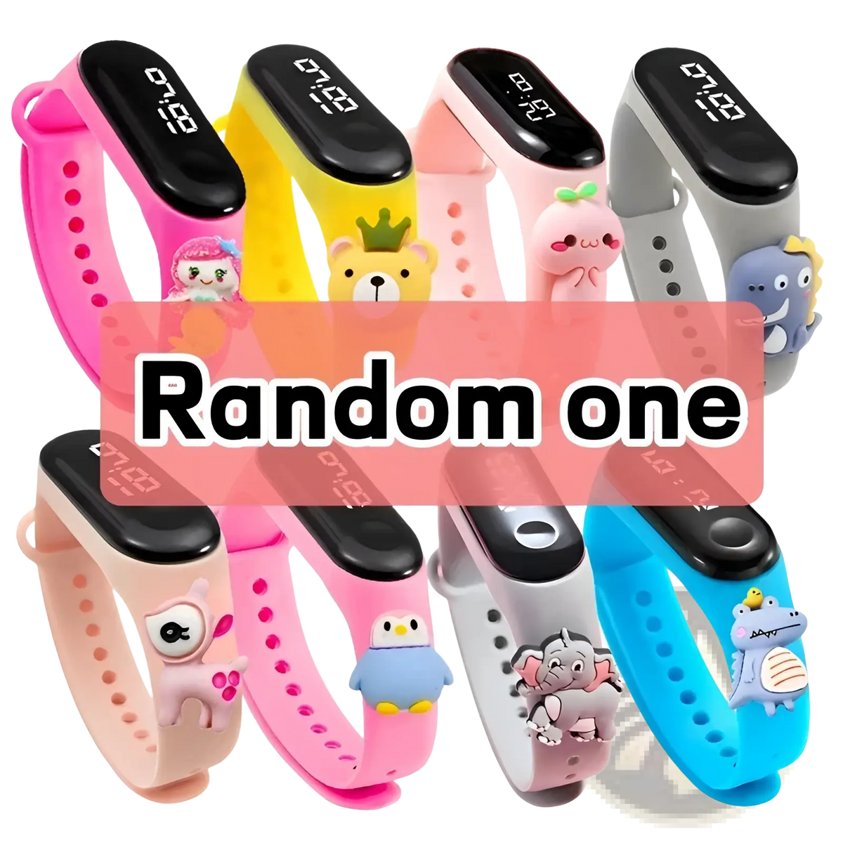 Kids Led Digital Sports Watch Waterproof Silicone Animal Charm