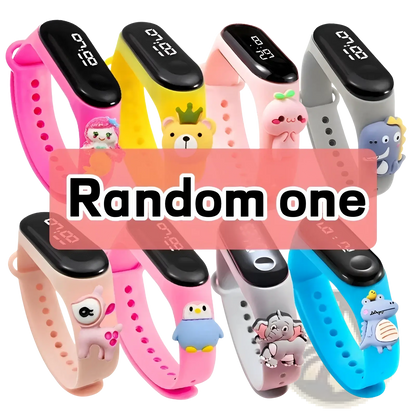 Kids Led Digital Sports Watch Waterproof Silicone Animal Charm