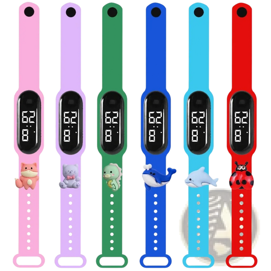 Kids Led Digital Sports Watch Waterproof Silicone Animal Charm