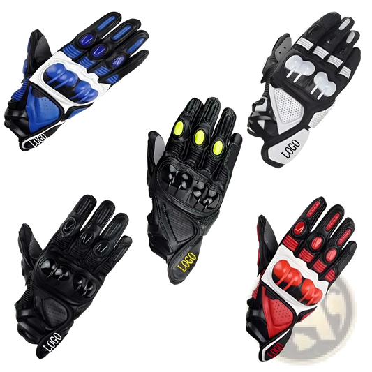 Leather Motorcycle Racing Gloves Ventilated Padding