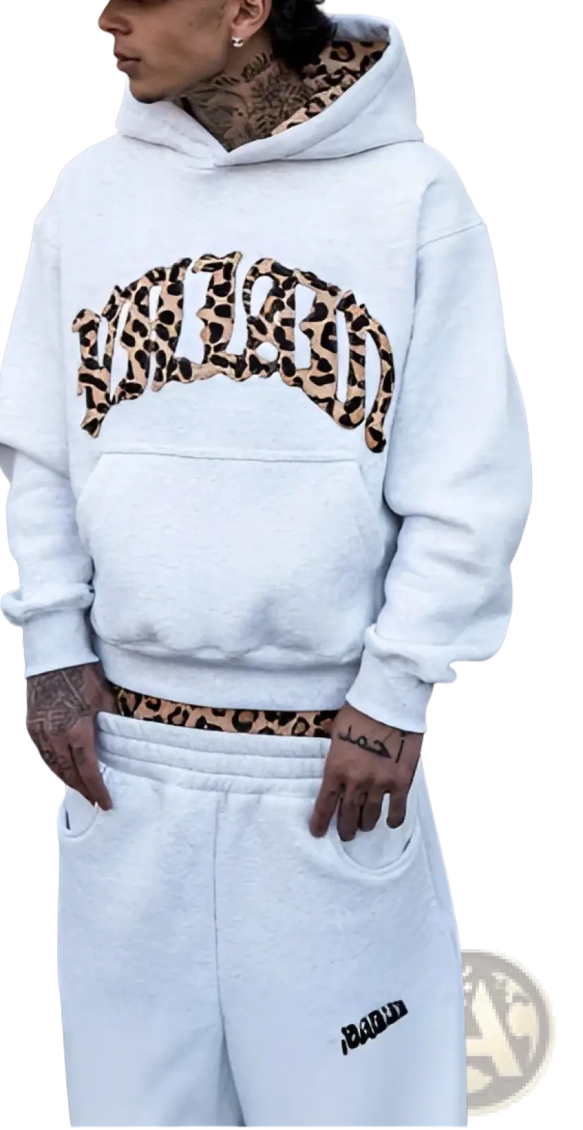 Leopard Print Hoodie and Sweatpants Set