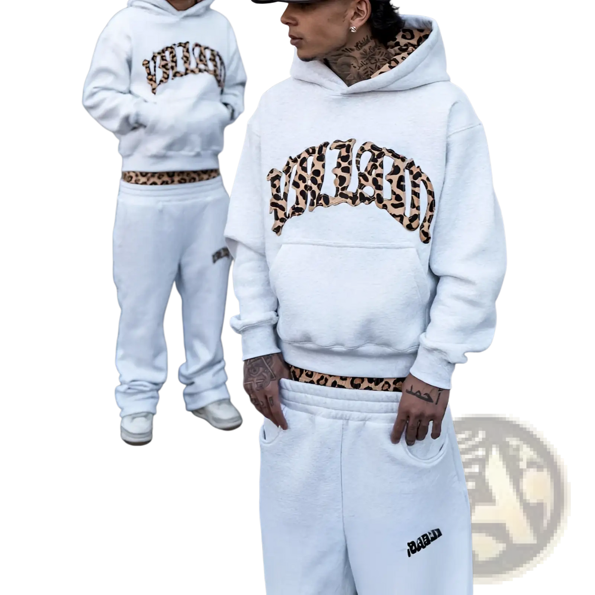 Leopard Print Hoodie and Sweatpants Set
