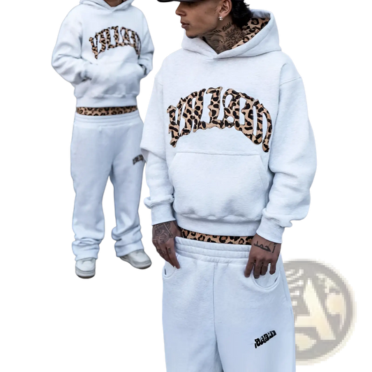 Leopard Print Hoodie and Sweatpants Set