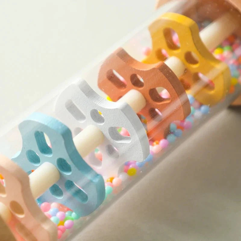 Colorful Wooden Rain Stick Rattle | Montessori Sensory Toy for Babies