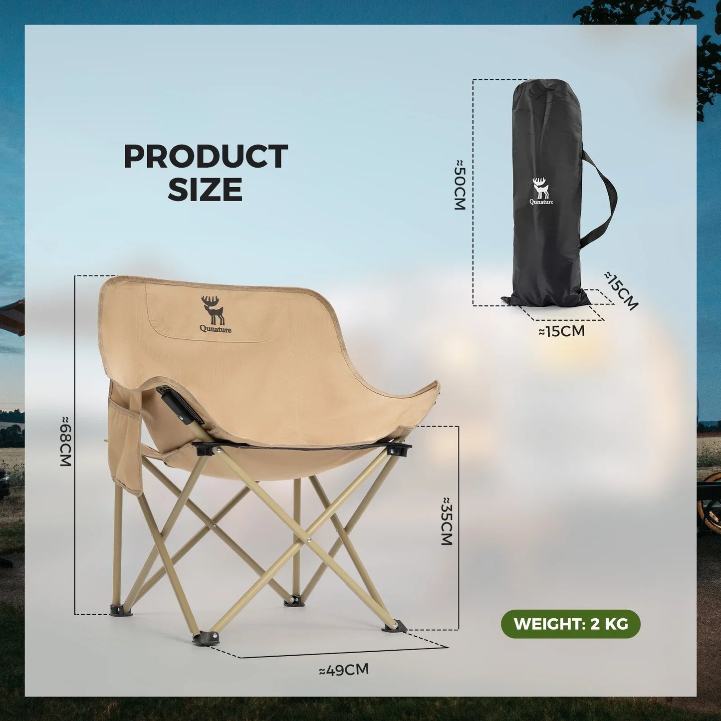 Folding Carbon Steel Camping Chair for Adults Kids