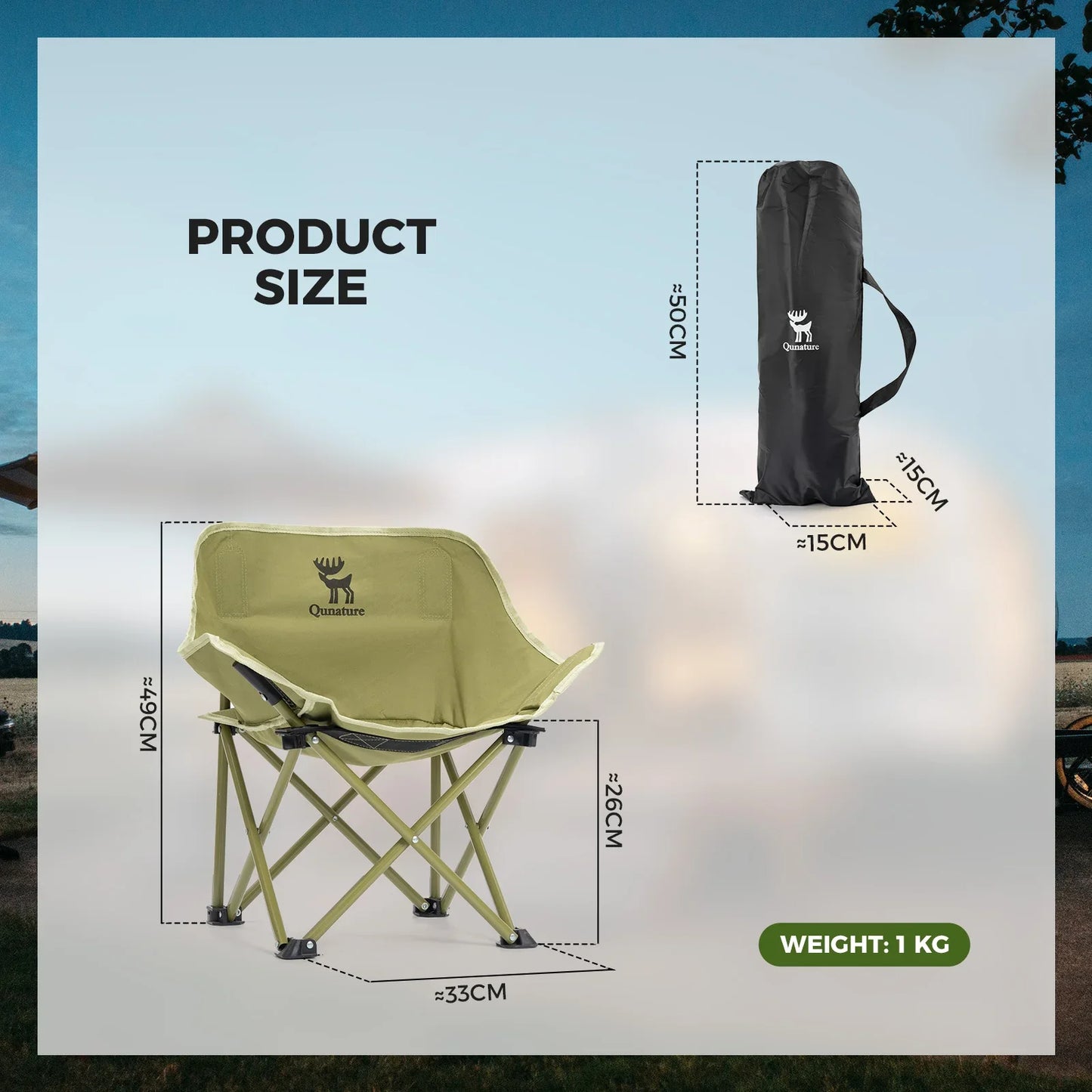 Folding Carbon Steel Camping Chair for Adults Kids