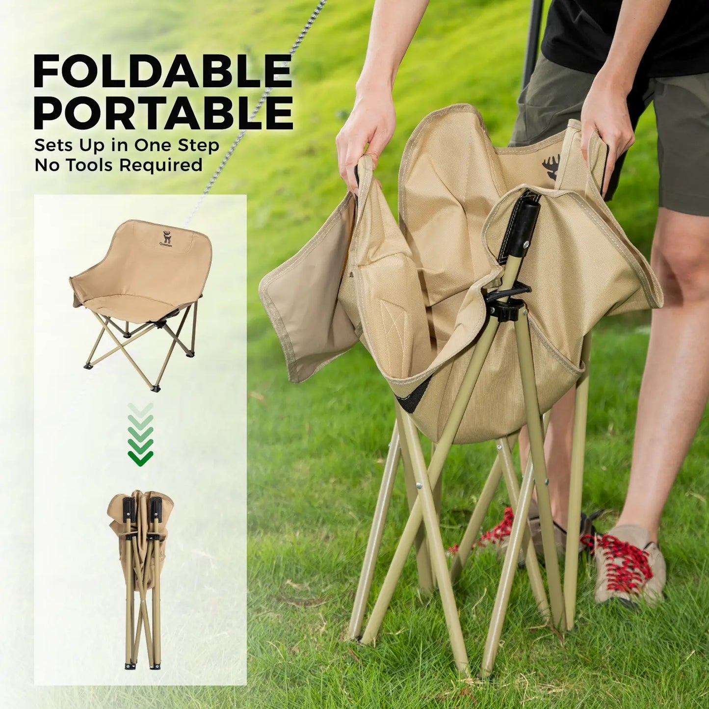 Folding Carbon Steel Camping Chair for Adults Kids