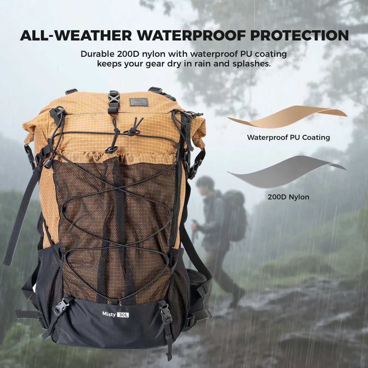 30-35L Waterproof Lightweight Large Capacity Hiking Backpack
