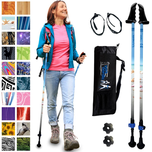 Motivator Walking Poles for Balance and Rehab - Patented Stability Grips - Lightweight, Adjustable, and Collapsible -2 Pieces Adjustable w/flip Locks, Detachable feet and Travel Bag - For Heights up to 6'2"