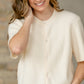 Zadie Ivory Short Sleeve Button Cardigan